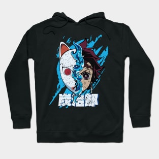 DEMON SLAYER 2: TANJIRO HALF FACE HALF MASK (GRUNGE STYLE) Hoodie